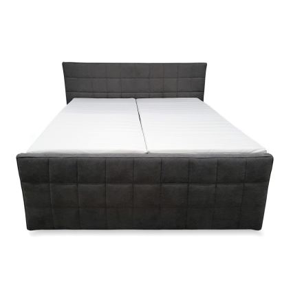 Lit rembourré réglable électriquement avec matelas et surmatelas HELEN 180 x 200 cm gris
