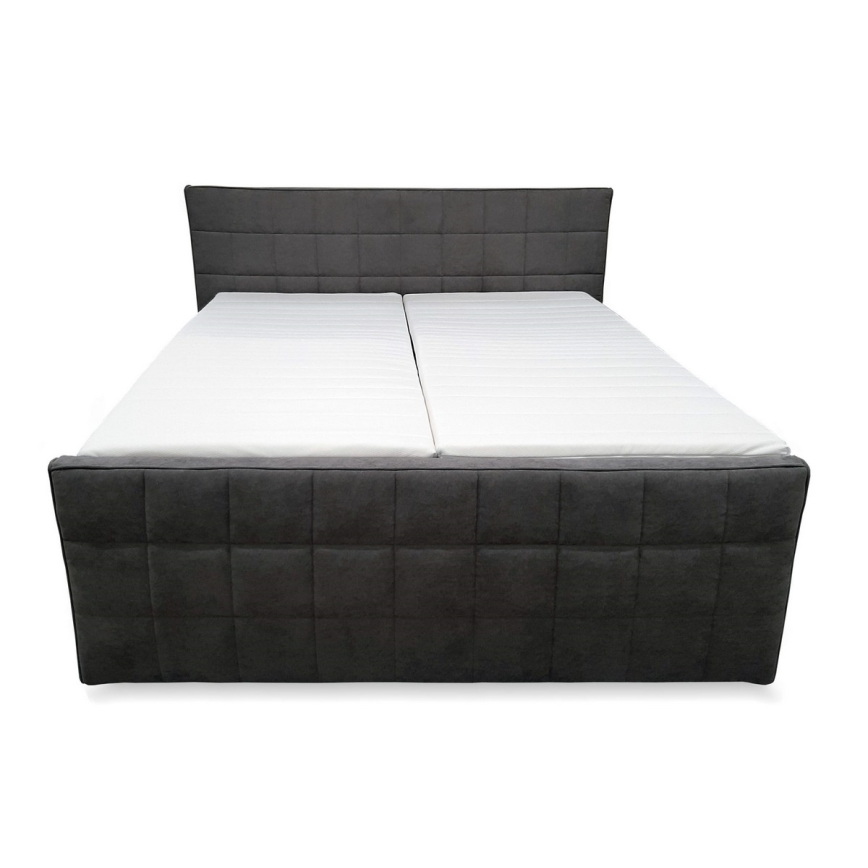 Lit rembourré réglable électriquement avec matelas et surmatelas HELEN 180 x 200 cm gris
