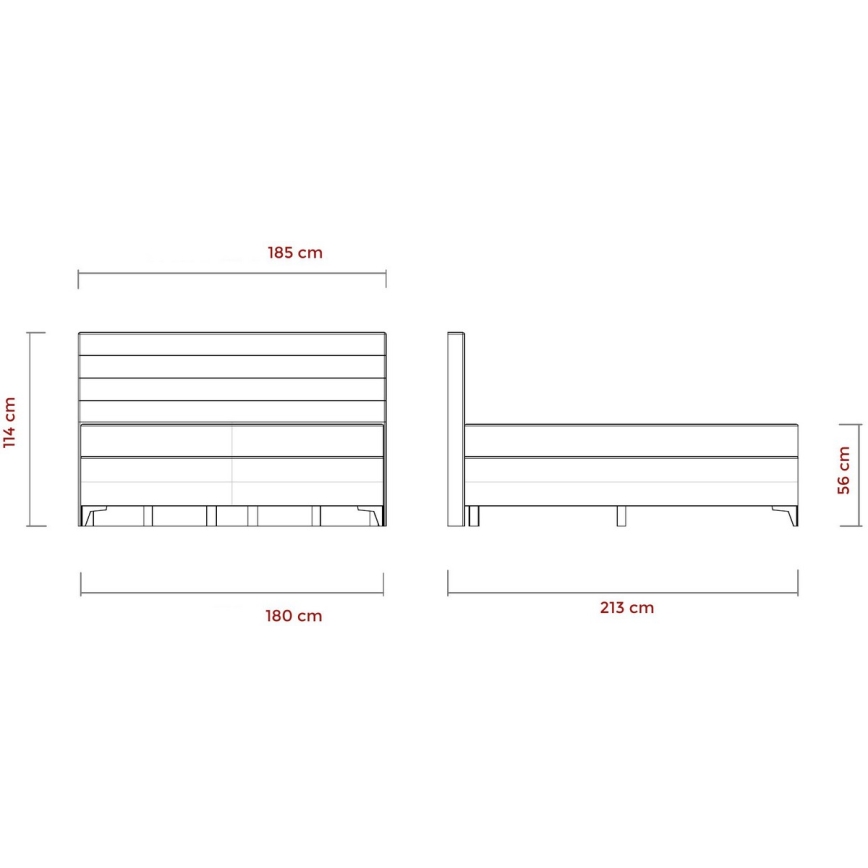 Lit tapissé électrique réglable MILA 180x200 cm gris avec matelas