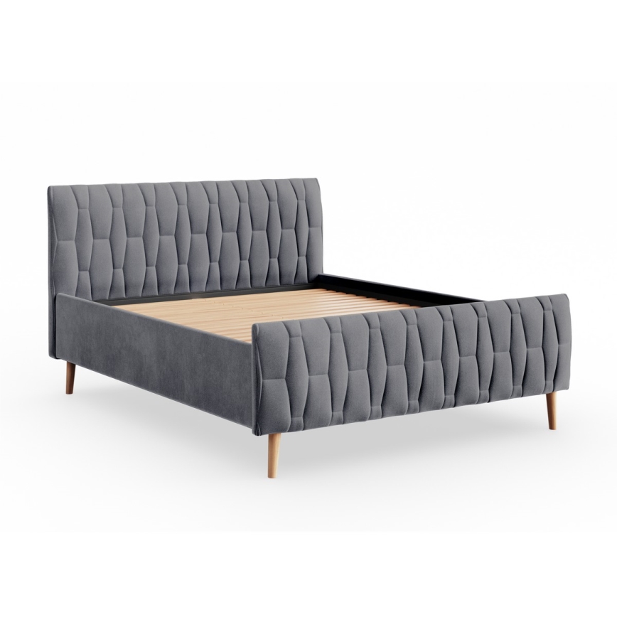 Lit tapissé FLORA 180 x 200 cm sans matelas, gris