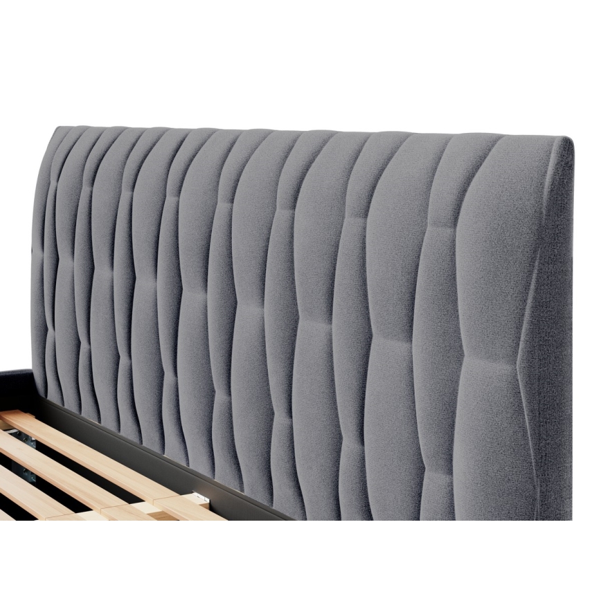 Lit tapissé FLORA 180 x 200 cm sans matelas, gris