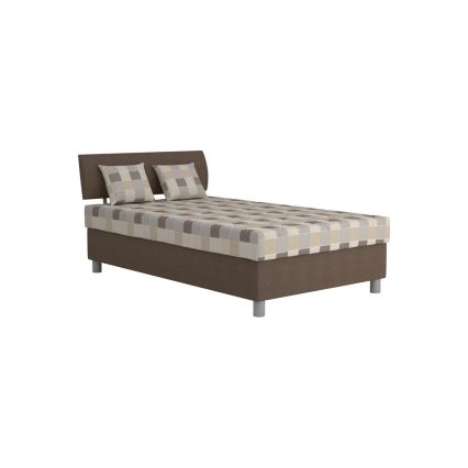 Lit tapissé GEORGE 120 x 200 cm avec coffre de rangement et matelas, marron