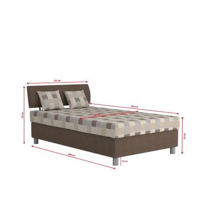 Lit tapissé GEORGE 120 x 200 cm avec coffre de rangement et matelas, marron
