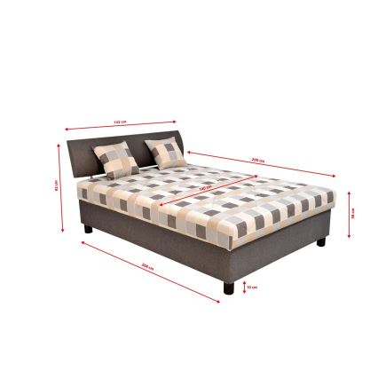 Lit tapissé GEORGE 140x200 cm avec coffre de rangement et matelas, marron