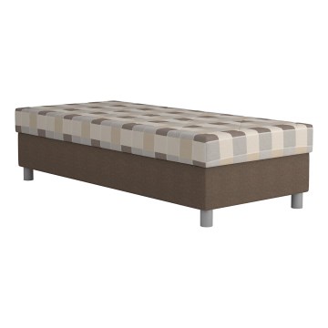 Lit tapissé GEORGE 90x200 cm avec rangement intégré et matelas, marron