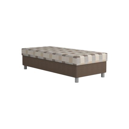 Lit tapissé GEORGE 90x200 cm avec rangement intégré et matelas, marron