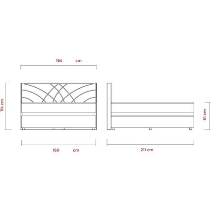 Lit tapissé GINA 160 x 200 cm avec matelas et coffre de rangement, beige