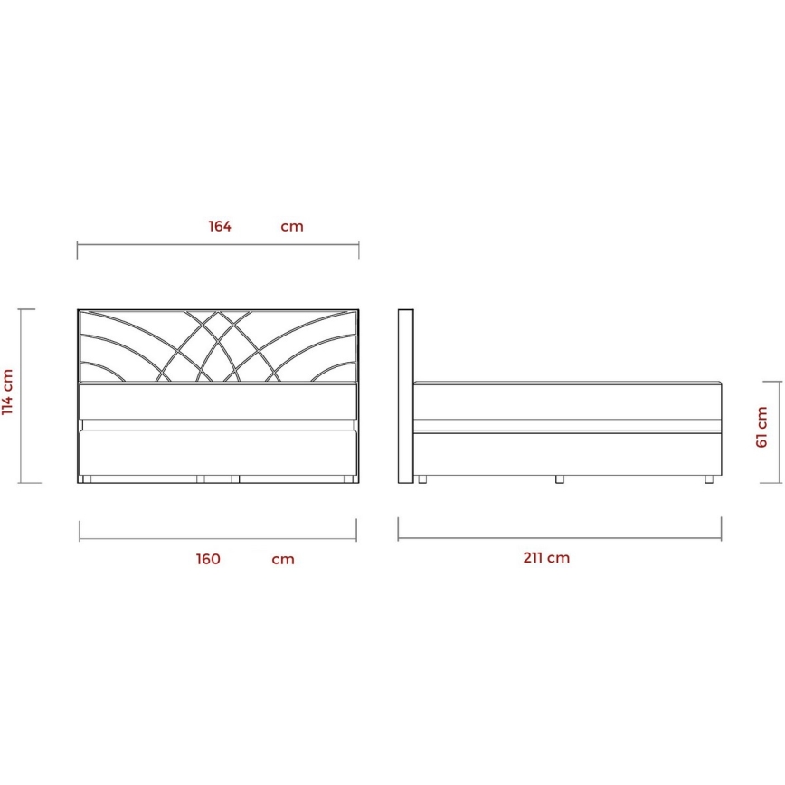 Lit tapissé GINA 160 x 200 cm avec matelas et coffre de rangement, beige