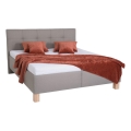 Lit tapissé MARIA 160x200 cm avec matelas et coffre de rangement taupe