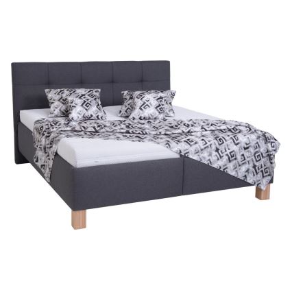 Lit tapissé MARIA 180 x 200 cm avec matelas et coffre de rangement, gris