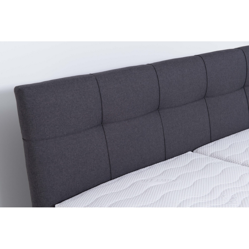 Lit tapissé MARIA 180 x 200 cm avec matelas et coffre de rangement, gris