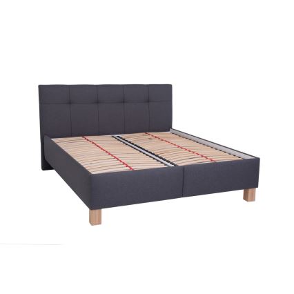 Lit tapissé MARIA 180 x 200 cm avec matelas et coffre de rangement, gris
