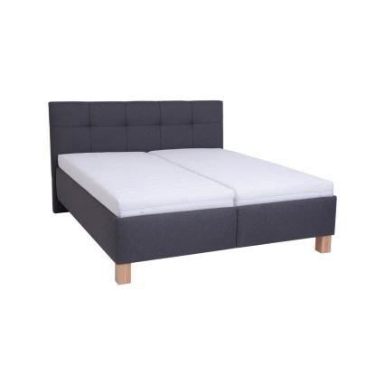 Lit tapissé MARIA 180 x 200 cm avec matelas et coffre de rangement, gris