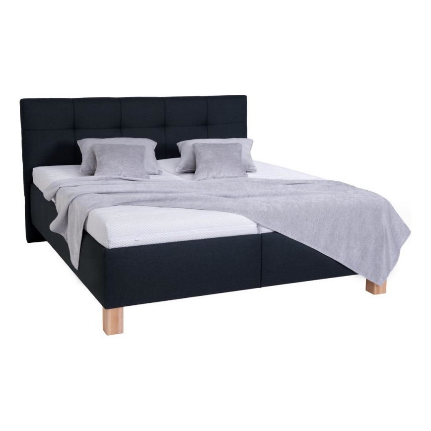 Lit tapissé MARIA 180x200 cm avec coffre de rangement, sans matelas, anthracite