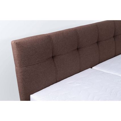 Lit tapissé MARIA 180x200 cm avec matelas inclus et grand coffre de rangement, coloris marron