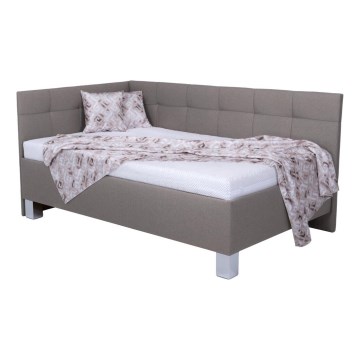 Lit tapissé MARIA PETITE 120 x 200 cm avec coffre de rangement, sans matelas — taupe