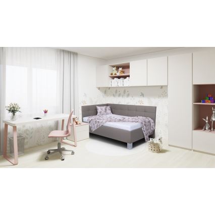 Lit tapissé MARIA PETITE 120 x 200 cm avec coffre de rangement, sans matelas — taupe