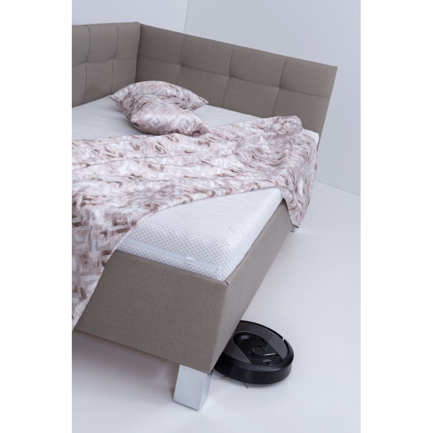 Lit tapissé MARIA PETITE 120 x 200 cm avec coffre de rangement, sans matelas — taupe