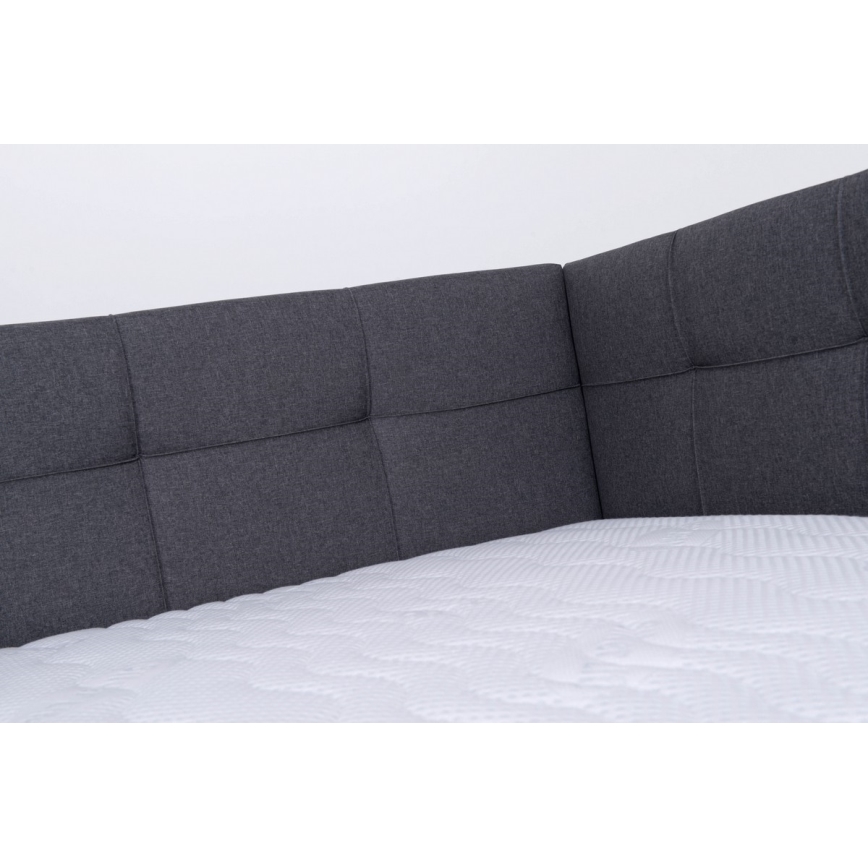 Lit tapissé MARIA PETITE 120 x 200 cm avec matelas et coffre de rangement, gris