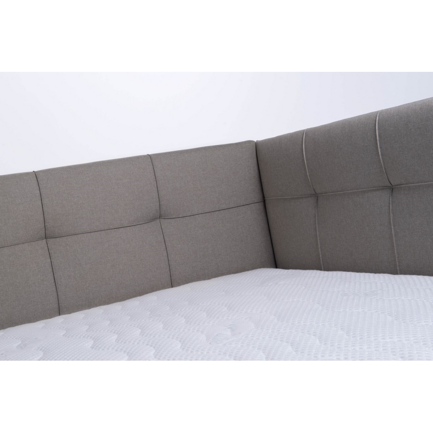 Lit tapissé MARIA PETITE 120 x 200 cm avec matelas et coffre de rangement taupe