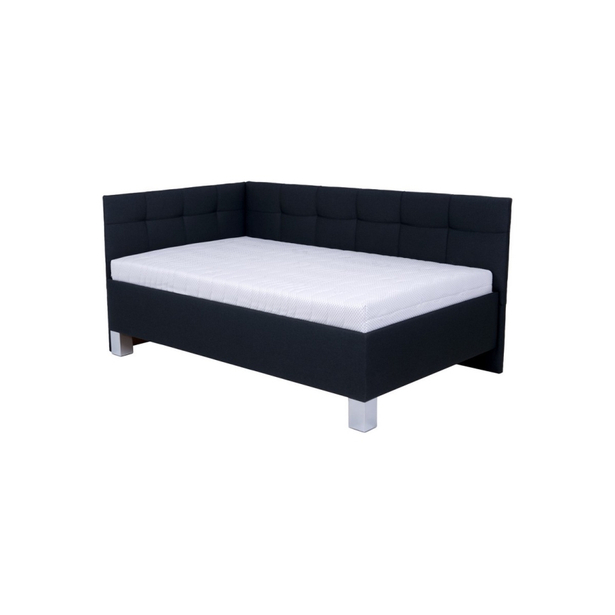 Lit tapissé MARIA PETITE 120x200 cm avec coffre de rangement, sans matelas, anthracite