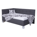 Lit tapissé MARIA PETITE 120x200 cm, matelas inclus et coffre de rangement intégré, gris