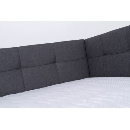 Lit tapissé MARIA PETITE 120x200 cm, matelas inclus et coffre de rangement intégré, gris