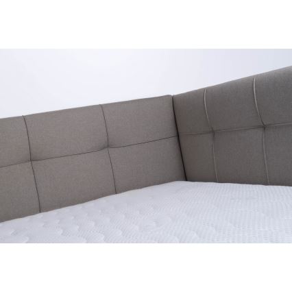 Lit tapissé MARIA PETITE 120x200 cm taupe avec matelas et coffre de rangement