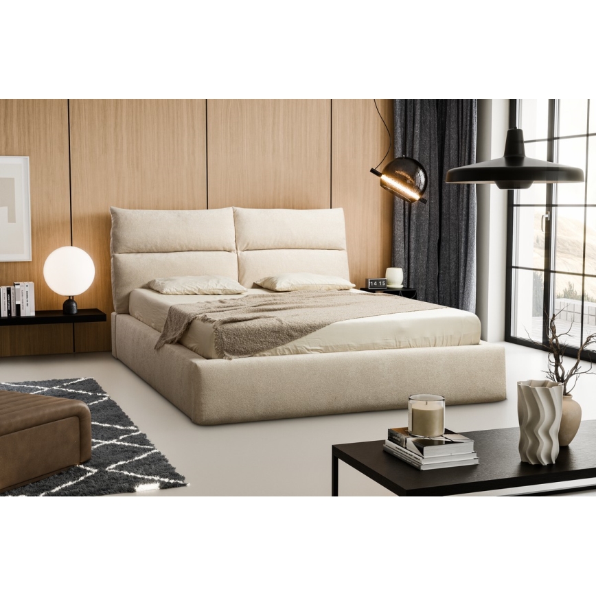 Lit tapissé sans matelas BASIL 180x200 cm beige
