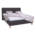 Lit tapissé VIOLET 160x200 cm avec matelas et coffre de rangement, gris foncé