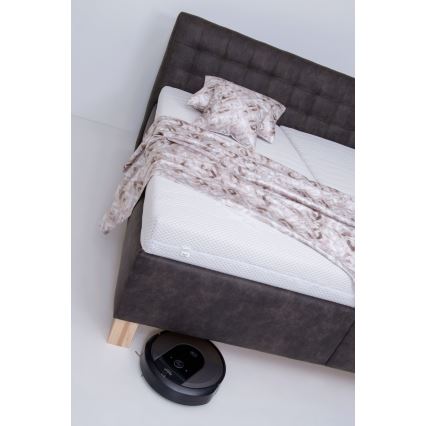 Lit tapissé VIOLET 160x200 cm avec matelas et coffre de rangement, gris foncé