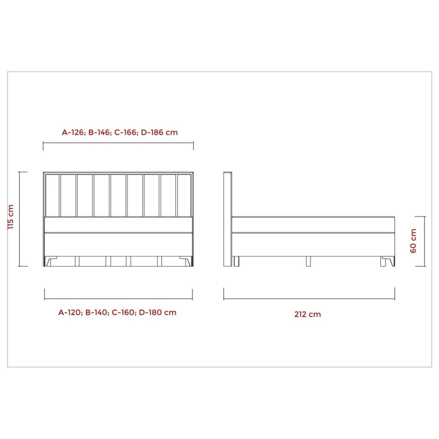 Lit double rembourré avec matelas et surmatelas, espace de rangement ALICIA 160x200 cm beige