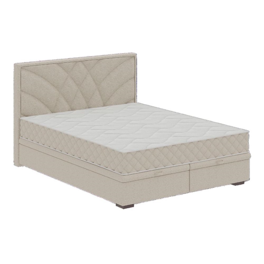Lit tapissier avec matelas et espace de rangement GINA 180x200 cm beige