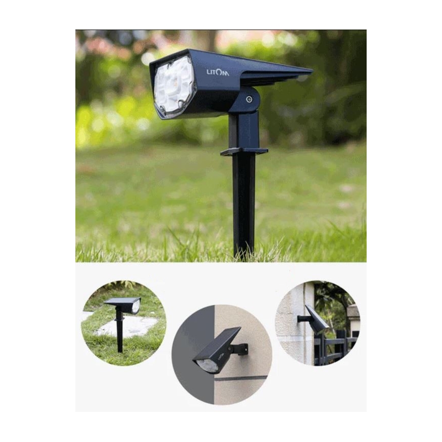 Litom - LOT 2x Luminaire solaire LED à intensité variable 2en1 LED/3,7V IP68