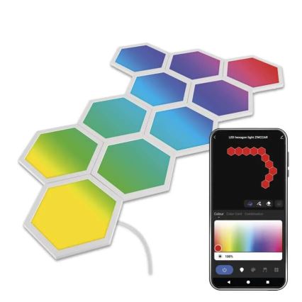 LOT 10x Panneau à intensité variable RGBIC LED/1,9W/230V Wi-Fi Tuya
