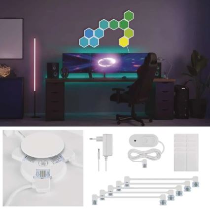 LOT 10x Panneau à intensité variable RGBIC LED/1,9W/230V Wi-Fi Tuya