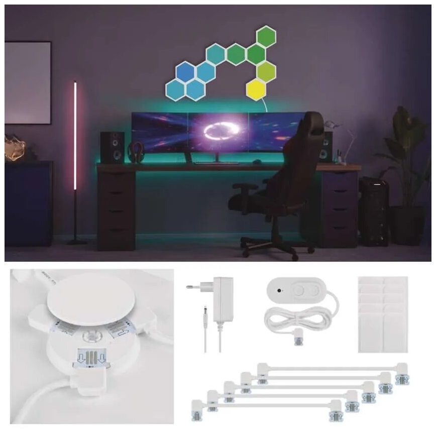 LOT 10x Panneau à intensité variable RGBIC LED/1,9W/230V Wi-Fi Tuya