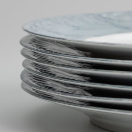 Lot 18x assiette en porcelaine marbrée bleue