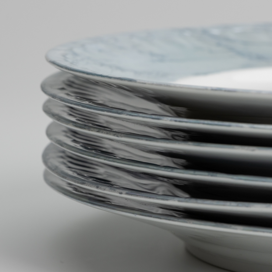 Lot 18x assiette en porcelaine marbrée bleue