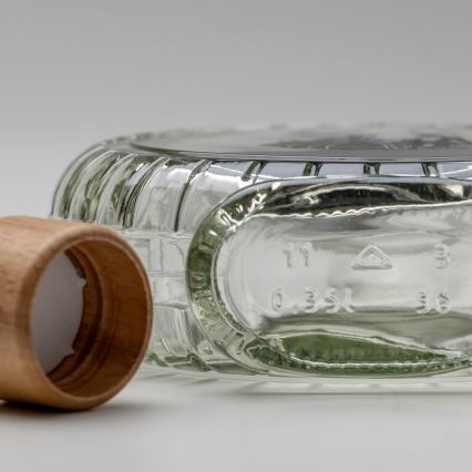 Lot 1x bouteille en verre et 2x verre à shot transparent avec un motif de danse
