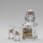 Lot 1x bouteille en verre et 2x verre à shot transparent avec un motif de sanglier