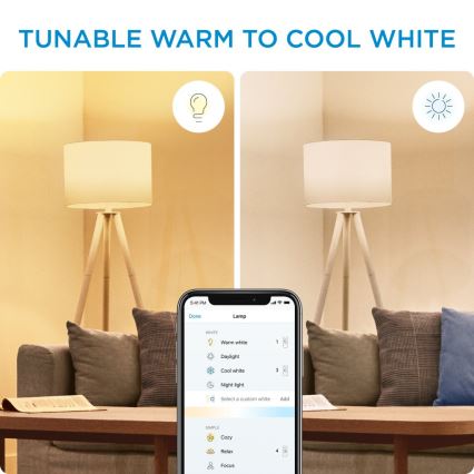 LOT 2x Ampoule à intensité variable LED C37 E14/4,9W/230V 2700-6500K CRI 90 Wi-Fi - WiZ