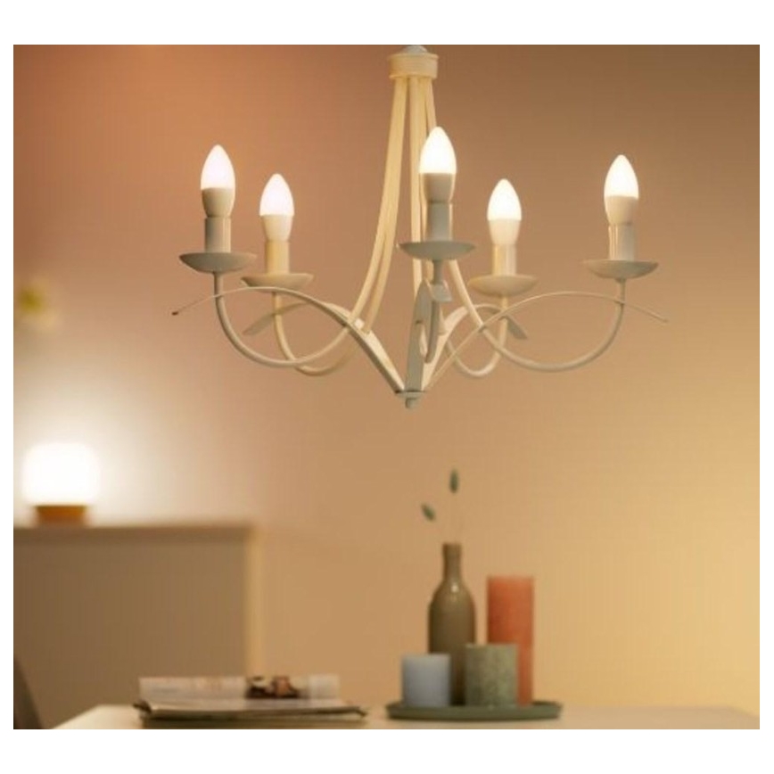 LOT 2x Ampoule à intensité variable LED C37 E14/4,9W/230V 2700-6500K CRI 90 Wi-Fi - WiZ