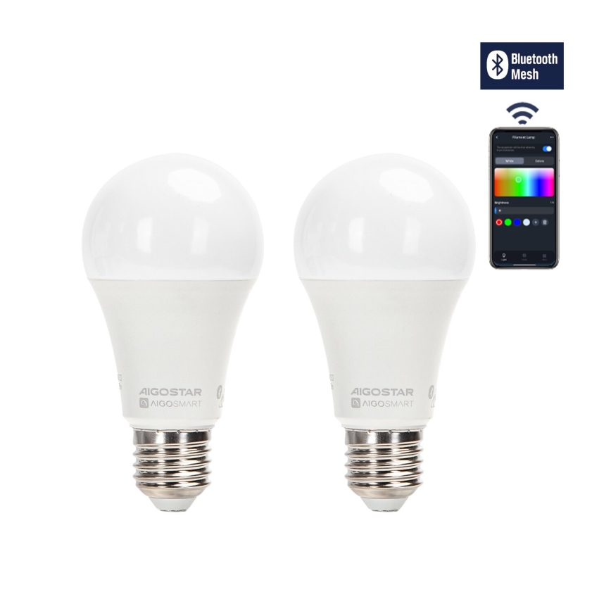 LOT 2x Ampoule à intensité variable LED RGBW MESH SmartG45 E14/4,5W/230V 2700-6500K + Télécommande - Aigostar