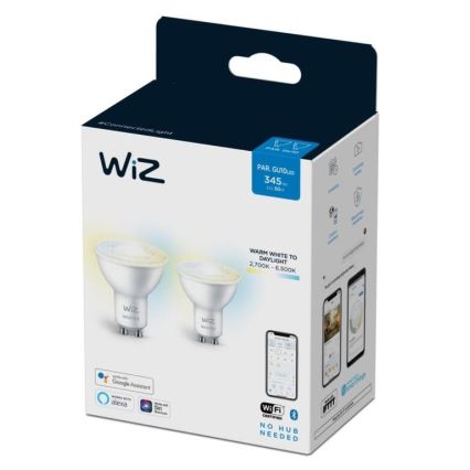 LOT 2x Ampoule à intensité variable LED PAR16 GU10/4,7W/230V 2700-6500K CRI 90 Wi-Fi - WiZ