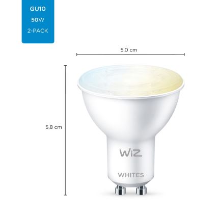 LOT 2x Ampoule à intensité variable LED PAR16 GU10/4,7W/230V 2700-6500K CRI 90 Wi-Fi - WiZ