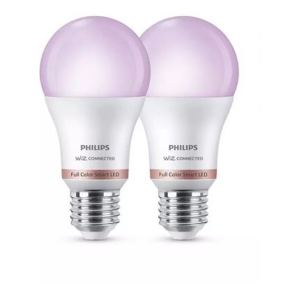 LOT 2x Ampoule à intensité variable LED RGB Philips A60 E27/8W/230V Wi-Fi