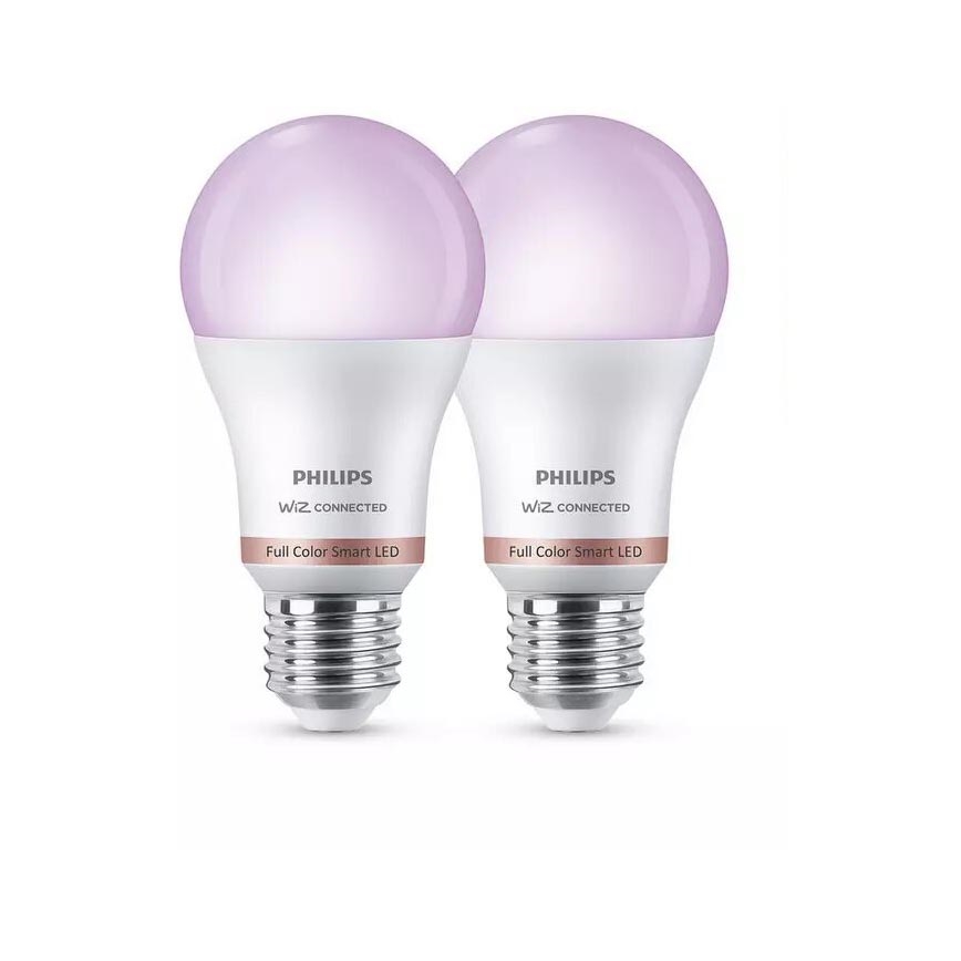 LOT 2x Ampoule à intensité variable LED RGB Philips A60 E27/8W/230V Wi-Fi