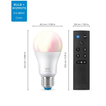 LOT 2x Ampoule à intensité variable LED RGBW A60 E27/8,5W/230V 2200-6500K Wi-Fi + télécommande - WiZ