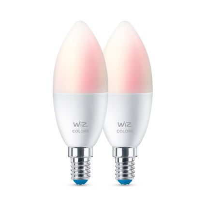 LOT 2x Ampoule à intensité variable LED RGBW C37 E14/4,9W/230V 2200-6500K Wi-Fi - WiZ